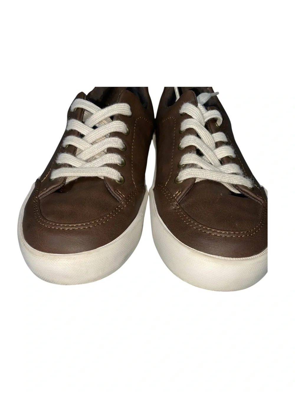 Sperry Boys Harbor Tide Sneaker Chocolate Brown Faux Leather White Laces Size 3
